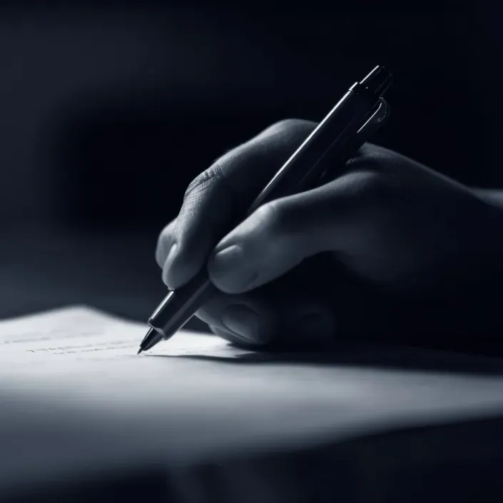 Writing in a notebook